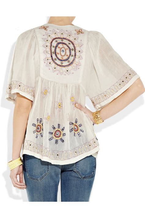 Antik Batik Embroidered Cotton Blouse In White Lyst