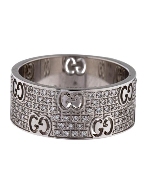 Gucci 18k Icon Stardust Wide Diamond Ring Rings Guc164993 The