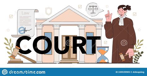 court typographic header judge stand for justice and law stock vector illustration of vector
