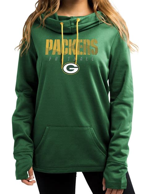 Green Bay Packers Women S Majestic Nfl Speed Fly Cowl Neck Hooded Sweatshirt Green Bay