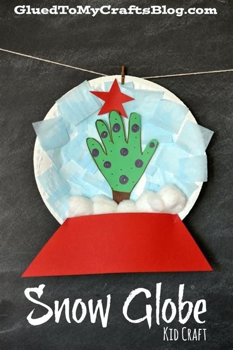 Construction Paper Christmas Crafts For Preschoolers Plate Snow Globe
