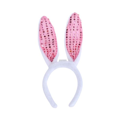 Led Bunny Ear Headband Flashing Sequins Rabbit Ear Hair Hoop Heardwear