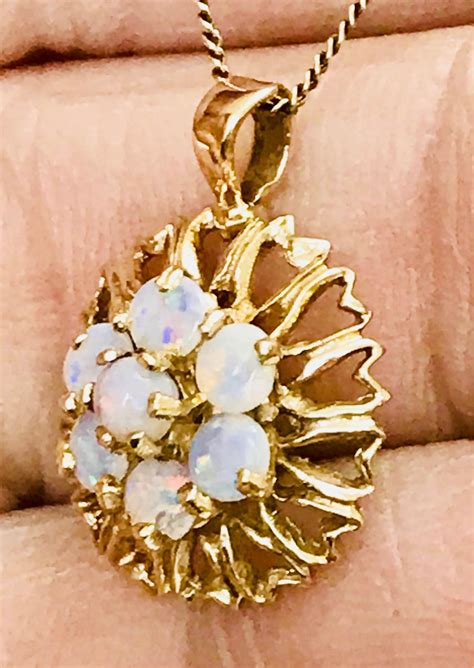 Fabulous Vintage Ct Gold Opal Necklace Hallmarked London
