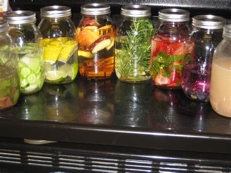 Homemade Vodka Infusions! left to right is chocolate mint/ cucumber melon/ lemon lime/ apple pie 