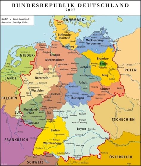 Niemcy Landy Mapa Mapa