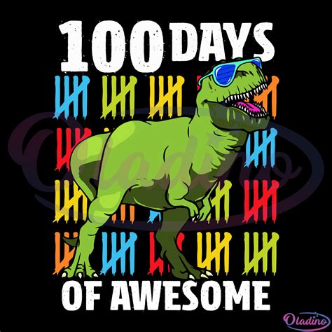 100 Days Of School Dinosaur T Rex Svg Digital File 100th Day Of School
