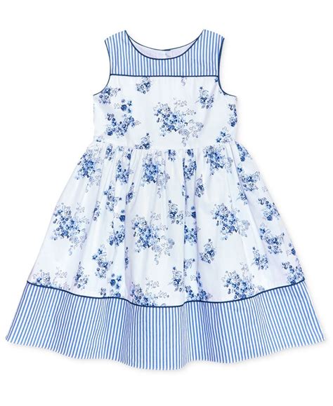 Laura Ashley Stripe Floral Cotton Dress Toddler And Little Girls 2t 6x