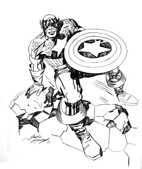 Captain America Pencils By Jack Kirby Comic Book Superheroes Comic