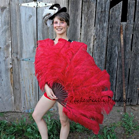 Large Red Ostrich Feather Fan Feather Fan For Burlesque Fan Dance
