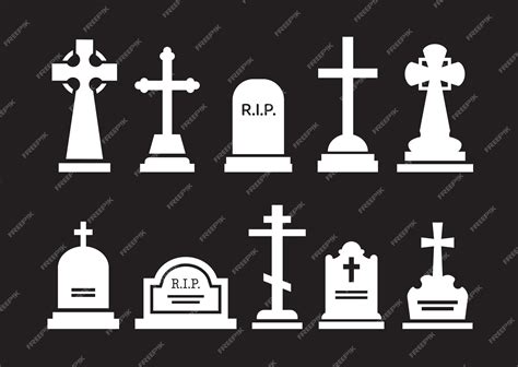 Premium Vector | Gravestone and tombstone silhouettes tomb stone and