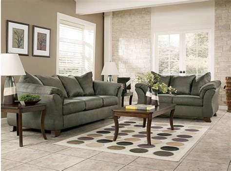 Sleek shaped sage green velvet upholstered armchair with oak legs and bonus bolster cushion, £. Darcy Sage Sofa & Loveseat Set | Marjen of Chicago ...