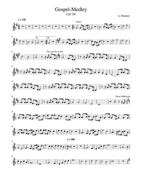 Gospel Medley Sheet Music For Trumpet In C Solo Download And