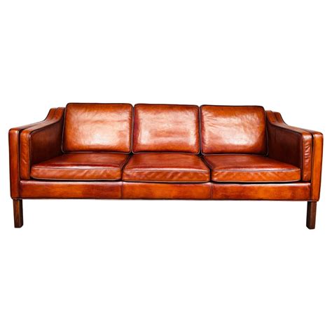 Danish Modern Cognac Leather 3 Seater Sofa At 1stdibs