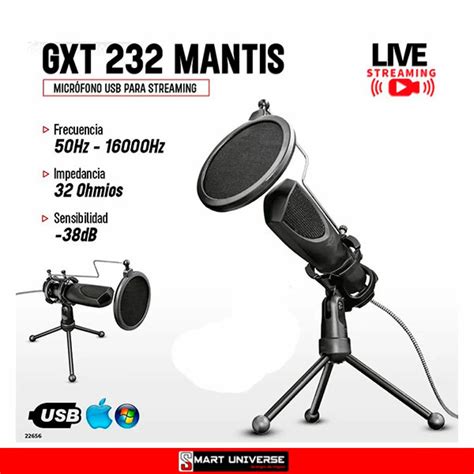 Microfono Trust Gaming Gxt 232 Mantis Streaming Usb Smart Universe Sa