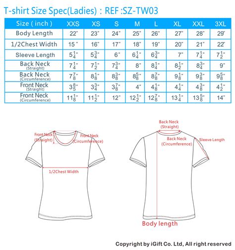 T Shirt Size T Shirt Standard Size Custom T Shirt Size Chart Mens
