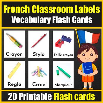 French Classroom Labels Vocabulary Flash Cards en français for Pre k