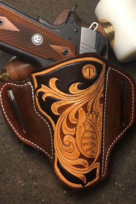 Leather Tooled Holster For 1911 Custom Leather Holsters Leather