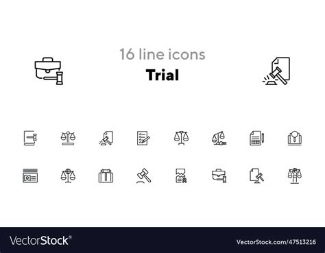 Trial Line Icon Set Royalty Free Vector Image Vectorstock