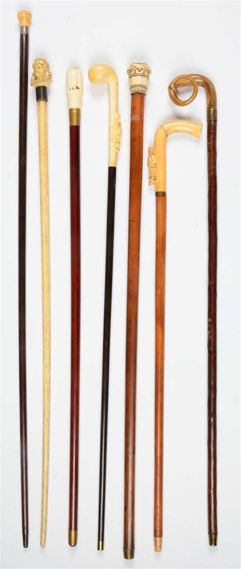Lot Detail Lot Of 7 Antique Walking Stick Canes
