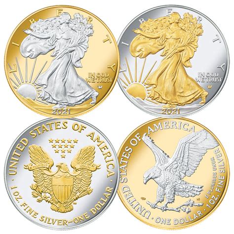 Platinum And Gold Highlighted First And Last American Eagle Silver Dollars