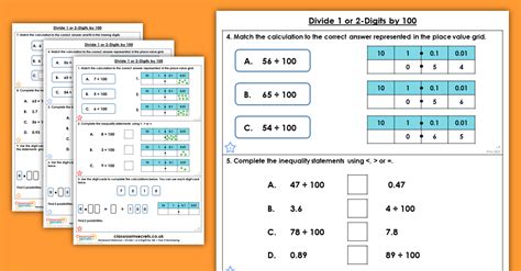 Divide 1 Or 2 Digits By 100 Homework Extension Year 4 Decimals