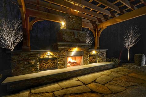 Patio Design With Pergola And Fireplace Sponzilli Landscape Group