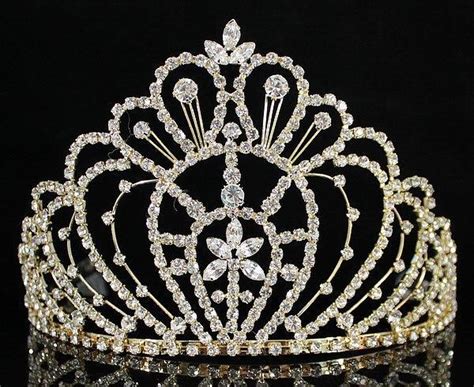 Queen Rhinestone Crystal Crown Tiara W Combs Pageant Prom Bridal H469