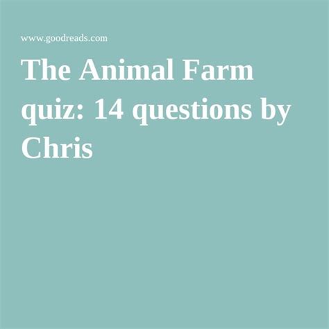The Animal Farm Quiz 14 Questions By Chris Farm Animals Animal Quiz