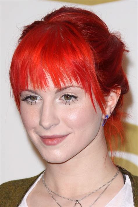 hayley williams straight red choppy bangs updo hairstyle steal her style hairstyle choppy