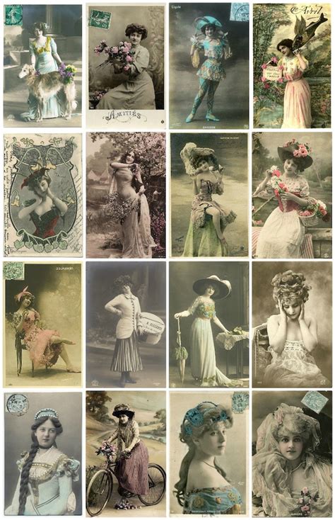 30 Vintage French Postcard Art Images Commercial Use Postcard Ephemera Instant Download S