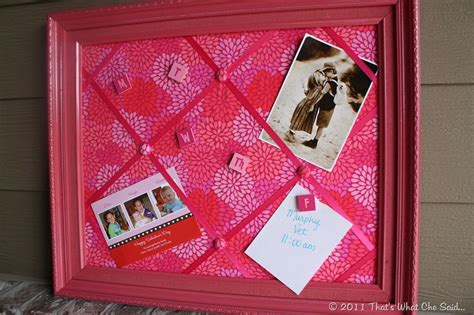 Diy Memo And Bulletin Board Made From An Old Frame Fabric Ribbon And