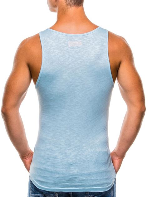 Mens Printed Tank Top S828 Light Blue Modone Wholesale Clothing