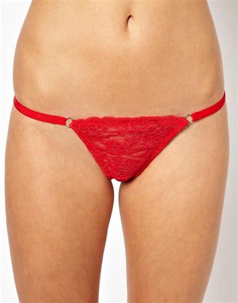 Lyst Asos Lace T Back String Thong In Red