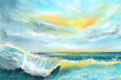 Splash Of Sun Seascapes Sunset Abstract Painting Painting By Lourry
