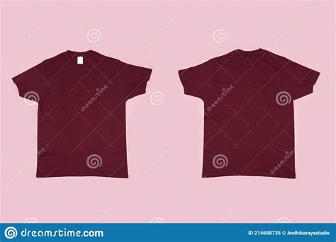 Blank Maroon Shirt Mockup Template Front And Back Views Isolated On A