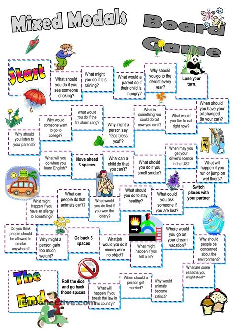 Be aware that only a few examples for each modal verb can be given here. Mixed Modals Board Game | Board games, Esl games, Verbs ...