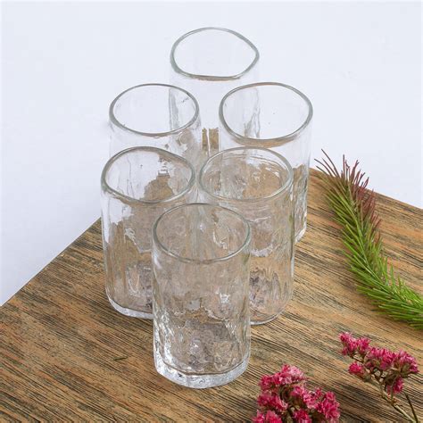 Unicef Market Handblown Clear Recycled Glass Tequila Shot Glasses 3 Oz Crystalline Clarity