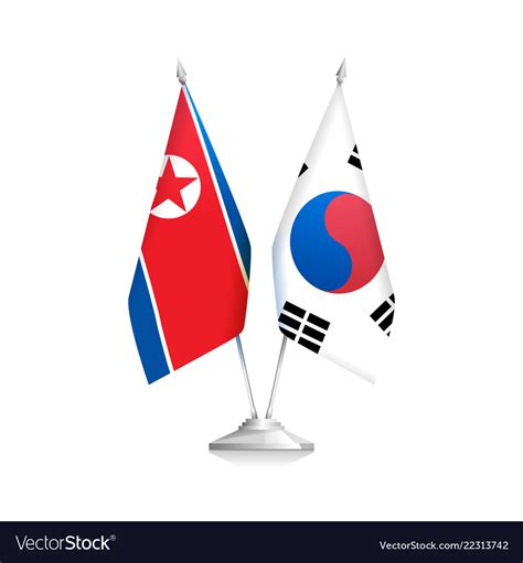 Flags Of North Korea And South Korea Policy Vector Image