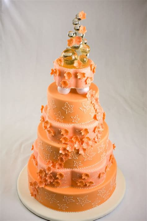 Peach Colored Wedding Cake With Sugar Sculpture Wedding Cakes By Wi