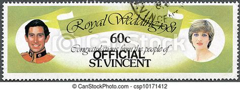 St. vincent - circa 1981: a stamp printed in st. vincent shows prince ...