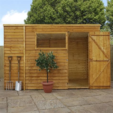 10x6 Wooden Overlap Garden Storage Shed Windows Single Door Pent Roof