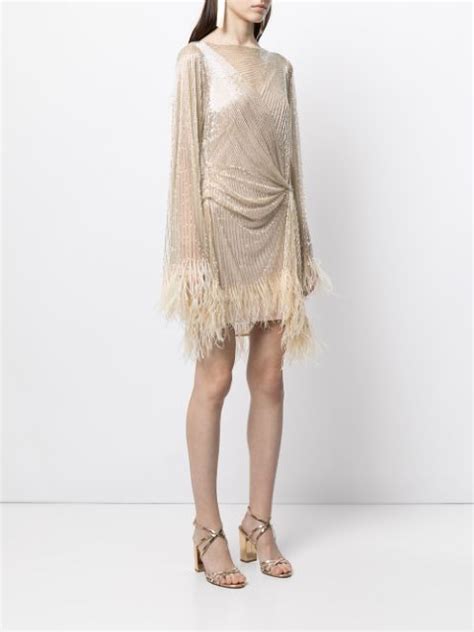 Rachel Gilbert Feather Trim Embellished Mini Dress Farfetch