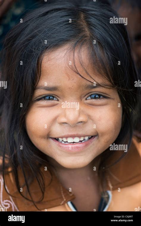 Smiling Happy Young Rural Indian Village Girl Andhra Pradesh India