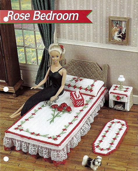 How to make doll furniture barbie doll my dollhouse cardboard. Fashion Doll Rose Bedroom: Barbie Furniture Plastic Canvas ...