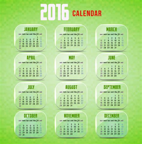 2016 Calendar Template Vector Misc Free Vector Free Download