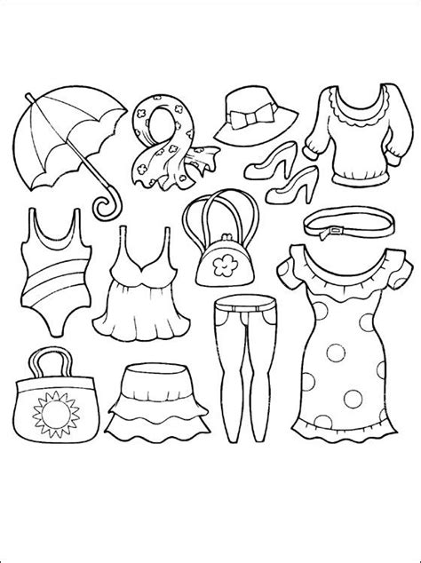 It looks like she is all ready to go for a seaside adventure in her beach clothes. Summer clothing coloring page | Coloring pages | Coloriage ...