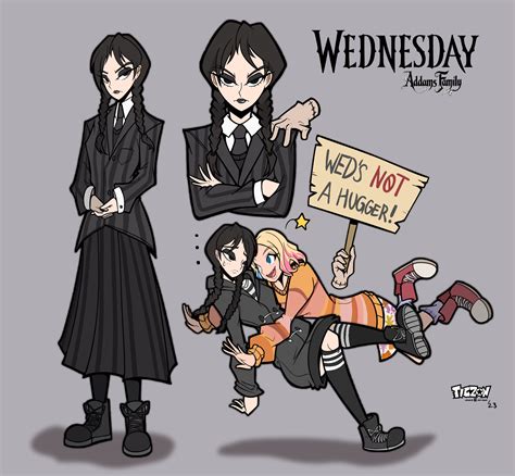 Wednesday Addams Ft Enid And Thing Netflixs Wednesday Fan Art By