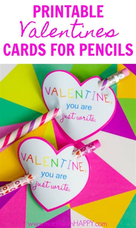 Pencil Valentine Free Printable Made With Happy