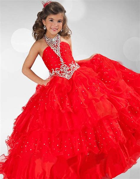 Vestidos De Fiesta Para Niñas En Color Rojo Beauty Pageant Dresses