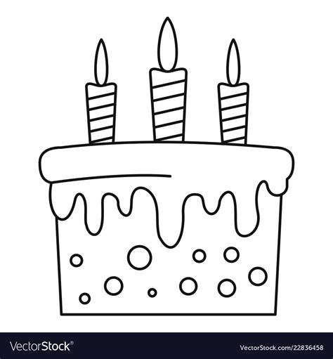 Birthday Cake Icon Outline Style Royalty Free Vector Image